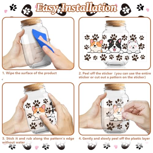 Dogs UV DTF Cup Wraps, 10 Sheets Transfer Sticker | Waterproof UV DTF Stickers, Custom Vinyl Decals for 16oz Coffee Cups Tumblers Bottles Mugs, DIY Gifts & Crafts - style: Dogs
