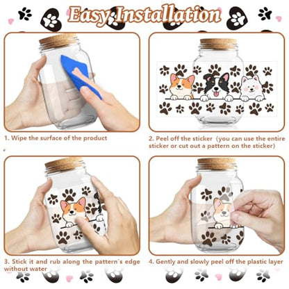 Dogs UV DTF Cup Wraps, 10 Sheets Transfer Sticker | Waterproof UV DTF Stickers, Custom Vinyl Decals for 16oz Coffee Cups Tumblers Bottles Mugs, DIY Gifts & Crafts - style: Dogs