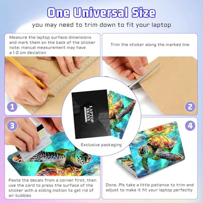 Universal Laptop Skin Sticker Decal, Compatible with MacBook HP Dell Lenovo 12"-15.6", Reusable Vinyl Notebook Cover 3PCS Set, High-Recognition Film-Colorful Sea Turtle - color: Colorful Sea turtle