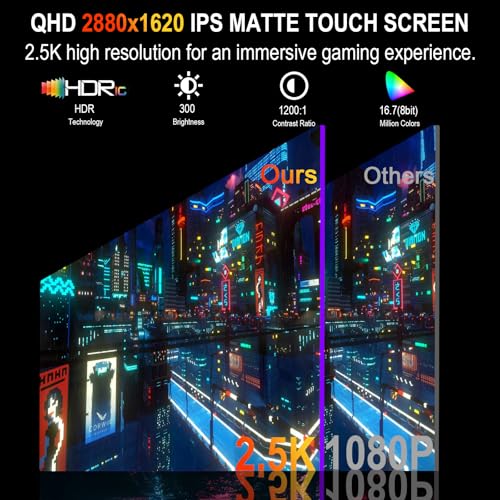 IBW 15.6" 2.8K 100Hz Portable Monitor Touchscreen, QHD 2880x1620 IPS Gaming Display, 300 Nits 100% sRGB HDR FreeSync, USB-C HDMI External Second Screen for Laptop PC Phone Switch PS5