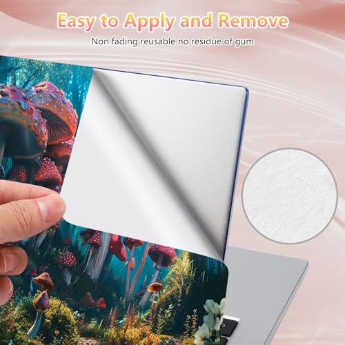 Laptop Skin Sticker Decal 12" 13" 13.3" 14" 15" 15.6",Waterproof Scratch Resistant Vinyl,Reusable Easy to Apply,for MacBook HP Dell Notebooks Netbooks Laptop,2 Wrist Pads,Cute Mushroom Forest - color: Cute Mushroom Forest