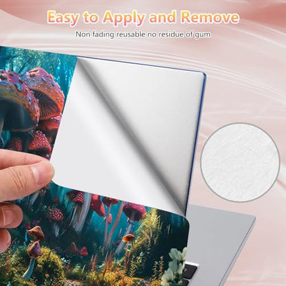 Laptop Skin Sticker Decal 12" 13" 13.3" 14" 15" 15.6",Waterproof Scratch Resistant Vinyl,Reusable Easy to Apply,for MacBook HP Dell Notebooks Netbooks Laptop,2 Wrist Pads,Cute Mushroom Forest - color: Cute Mushroom Forest