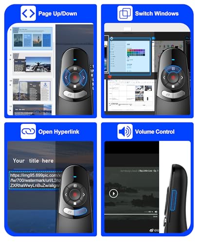 USB Type C Wireless Presentation Clicker, BT&RF 2.4GHz Dual Modes Presenter Remote for PowerPoint Presentations Compatible with Bluetooth-Enabled Laptops Desktop Computers - style: AAA+USB A&C+BT