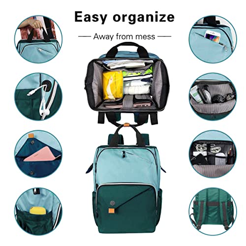 Hap Tim Laptop Backpack 15.6/14/13.3 Inch Laptop Bag Travel Backpack for Women/Men Waterproof School Computer Bag Large Capacity Bookbag for College/Travel/Business (7651EU), Green - color: Green