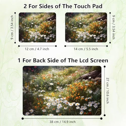 Laptop Skin Sticker Decal, Universal Reusable Vinyl Laptop Cover for 12" 13" 13.3" 14" 15" 15.4" 15.6" Notebook PC, Reusable Waterproof Scratch-Resistant with 2 Wrist Pads,Art Wildflower - color: Art Wildflower