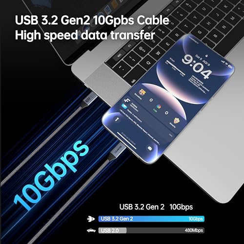 BENFEI USB C to USB C Monitor Cable(4K@120Hz), 100W PD Fast Charge, 10Gbps Data Transfer, 3ft Tangle-Free Silicone USB-C Cable [Aluminum Shell, Woven Design]