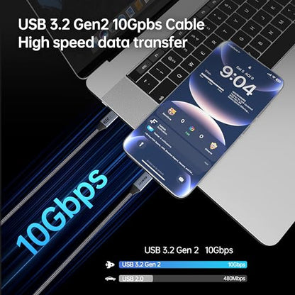BENFEI USB C to USB C Monitor Cable(4K@120Hz), 100W PD Fast Charge, 10Gbps Data Transfer, 3ft Tangle-Free Silicone USB-C Cable [Aluminum Shell, Woven Design]