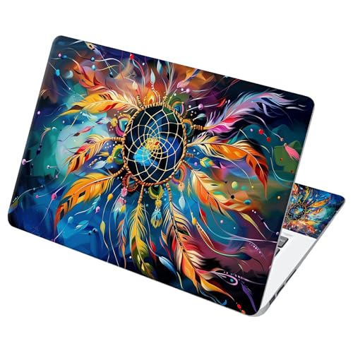 Universal Laptop Skin Sticker with 2 Wrist Pad Decals, 3-Piece Removable Vinyl Laptop Cover, Color Dreamcatcher Waterproof Anti-Scratch, Easy-Trim Fit for 13.3" 14" 15.6" Laptops - color: Color Dreamcatcher