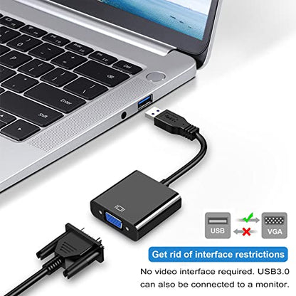 Mindorlen USB to VGA Adapter for Monitor MacBook, VGA to USB 3.0/2.0 Converter 1080P Multi-Display Video Cable for Laptop Desktop PC to Monitors, Projector, TV. (Not Support Chromebook)