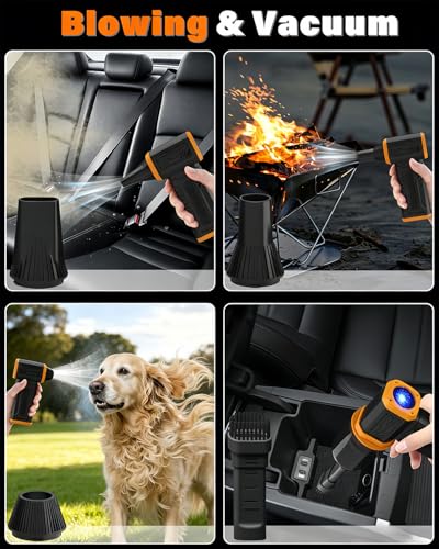 FT08 Compressed Air Duster, 1-10 Stepless Speed Adjustable | Powerful Electric Dust Blower with Display , 130000RPM Brushless Motor, Jet Fan for Keyboard PC Car Outdoor, Black, 2-in-1 - color: Black, 2-in-1
