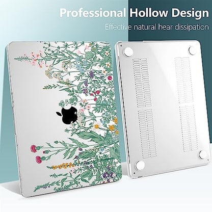 TWOLSKOO for MacBook Air 13 inch Case M5 2026 M4 2025 M3 M2 2024-2022 A3449 A3240 A3113 A2681, Plastic Hard Shell & Keyboard Cover & Screen Film for MacBook Air 13.6 inch Case, Botanical Illustration - color: Botanical Illustration