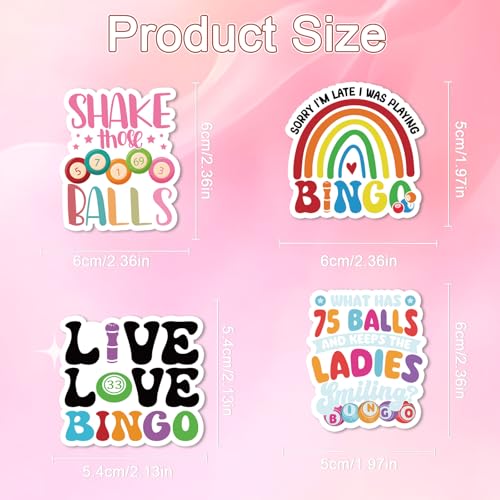 50 Pcs Funny Bingo Stickers for Adults Bingo Accessories Stickers | Bingo Game Sticker, Glossy Waterproof Vinyl, Bingo Phrases, Game Night Decals for Luggage Laptop Journal Water Bottle Party - style: Bingo