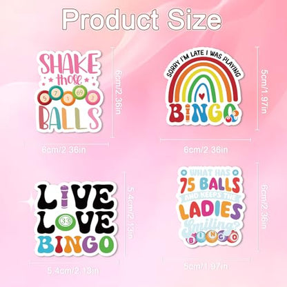 50 Pcs Funny Bingo Stickers for Adults Bingo Accessories Stickers | Bingo Game Sticker, Glossy Waterproof Vinyl, Bingo Phrases, Game Night Decals for Luggage Laptop Journal Water Bottle Party - style: Bingo