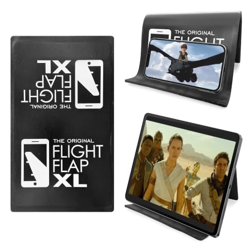 Airplane Phone Holder, Flexible Airplane Tablet Holder Travel | Extra Large 12 in x 7 in, Matte Black, Foldable Design, Fit Ipad, Kindle, Folding Cellphone Stand for Desk, Bed, Treadmill - color: Black, size: Extra Large