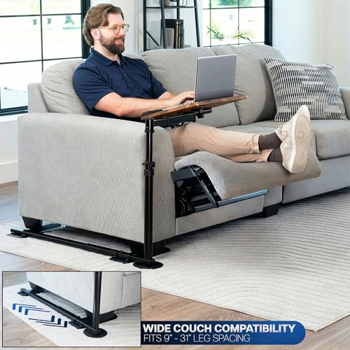 VIVO 20 inch Over Couch Swivel Table, Laptop Desk for Remote Work, Portable Recliner Workstation with Height Adjustable Swing Arm, Vintage Brown/Black, DESK-ST02C-N - color: Vintage Brown