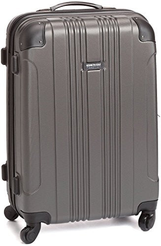 Kenneth Cole REACTION Out of Bounds Lightweight Hardshell 4-Wheel Spinner Luggage, Charcoal, 24-Inch Checked - color: Charcoal, size: 24-Inch Checked