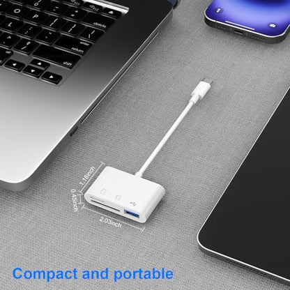 1PCS USB C to SD Card Reader | SD/TF/USB 3-in-1 memory card reader, Compatible with iPhone15 16 17, for Photo/Video Transfer