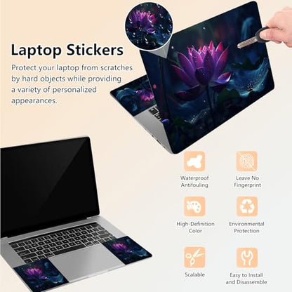 Laptop Skin Sticker Decal 15.6 Inch,12 13 13.3 14 15 15.6 in Laptop Netbook Skins for Notebook,Art Decal Removable Waterproof Scratch Resistant,Universal Vinyl Cover,Pink Lotus Cute - color: Pink Lotus Cute