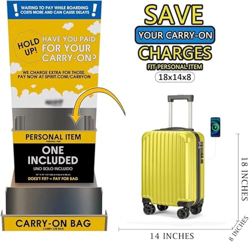 Personal Item Suitcase 18x14x8 Inches Hardside Built In TSA Lock & USB Port Lightweight Luggage With Removable Silent Wheels Underseat Carry-On Bag For Spirit and Frontier and More (Yellow) - color: Yellow