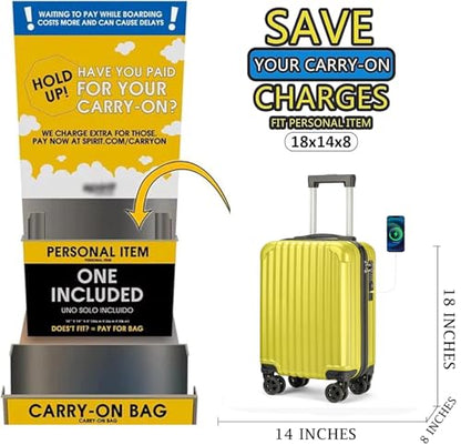 Personal Item Suitcase 18x14x8 Inches Hardside Built In TSA Lock & USB Port Lightweight Luggage With Removable Silent Wheels Underseat Carry-On Bag For Spirit and Frontier and More (Yellow) - color: Yellow