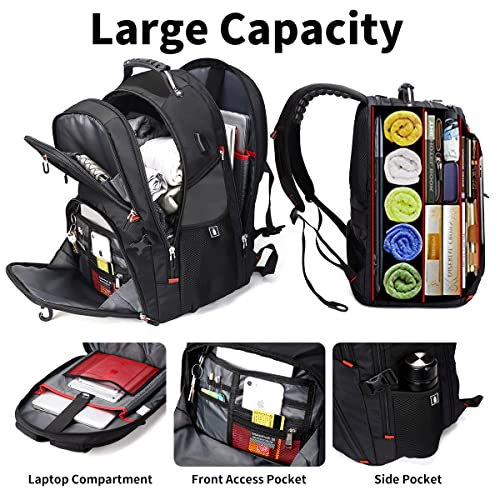 SHRRADOO Extra Large Travel Laptop Backpack for Men, Work College Backpacks | Fit 17 Inch Laptops, with Combination Lock, Carry On Flight Approved, 50L Big Bags, Business Backpack ,High Schoolbag - color: Grey