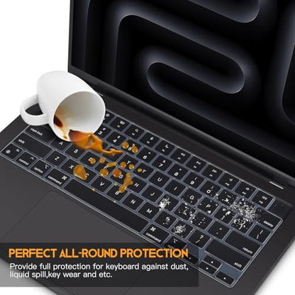 CaseBuy Keyboard Cover for 2026-2022 MacBook Air 13.6/15 Inch M5 M4 M3 M2 A3449 A3448 A3240 A2941 A3114, MacBook Pro 14" 16" M5-M1 Pro/Max A3426 A3427 A3434 A2992 A2918 A3428 A3429 A2991, Black - color: Black, size: MacBook Pro 14/16 Inch