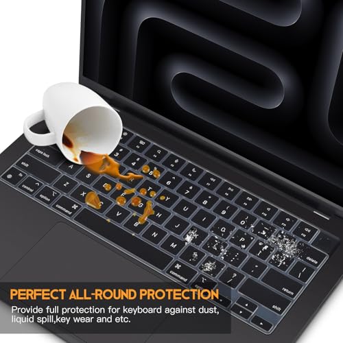 CaseBuy Keyboard Cover for 2026-2022 MacBook Air 13.6/15 Inch M5 M4 M3 M2 A3449 A3448 A3240 A2941 A3114, MacBook Pro 14" 16" M5-M1 Pro/Max A3426 A3427 A3434 A2992 A2918 A3428 A3429 A2991, Black - color: Black, size: MacBook Pro 14/16 Inch
