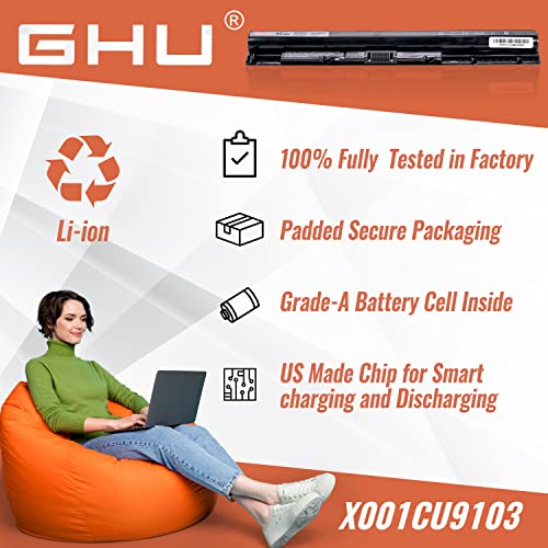 GHU M5Y1K HD4J0 Laptop Battery 40Wh Replacement for Dell Inspiron 14 15 17 3000 5000 Series 3451 3452 3551 3552 3558 3567 5558 5559 5755 5758 5759, Compatible with 6VFVM 1KFH3 GXVJ3 WKRJ2 VN3N0 991XP