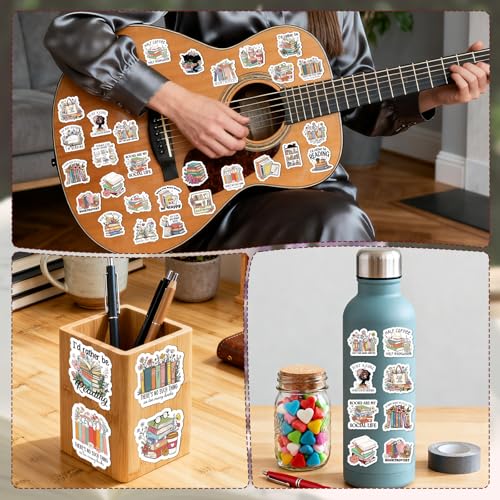 100 Pcs Book Lover Reading Stickers Vintage Bookish Sticker | Vintage Flower Stickers, Waterproof Vinyl, Book Floral Pattern, Reading Decals for Water Bottle Laptop Journal Scrapbook - style: Book Lover