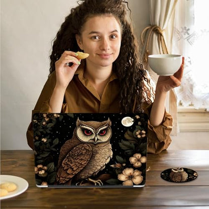 Laptop Skin Sticker Decal 15.6 Inch,12 13 13.3 14 15 15.6 in Laptop Netbook Skins for Notebook,Art Decal Removable Waterproof Scratch Resistant,Universal Vinyl Cover,Cute Owl Floral - color: Cute Owl Floral