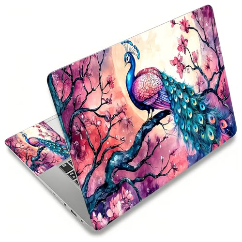 Laptop Skin Sticker Decal, Universal Reusable Vinyl Laptop Cover for 12" 13" 13.3" 14" 15" 15.4" 15.6" Notebook PC, Waterproof Scratch-Resistant with 2 Wrist Pads, Easy to Apply & Remove,Art Peacock - color: Art Peacock