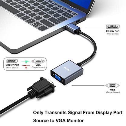 BENFEI DisplayPort to VGA Adapter, DisplayPort Input to VGA Output Adapter Compatible for Lenovo Dell HP and Other Brand[Gold-Plated Connectors, Aluminium Shell&Nylon Cable]