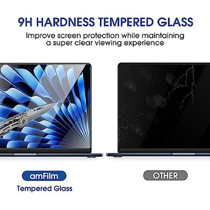 amFilm Screen Protector for MacBook Air 15'' M4/M3/M2 Chip Tempered Glass | Scratch Protection, Easy to Instllation & Bubble Free, HD Clear, Ultra Thin (Regular 15 inch) - size: Regular 15.3 inch