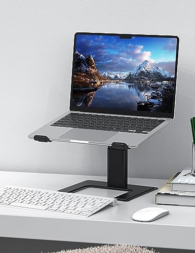 ALASHI Laptop Stand for Desk, Computer Stand Adjustable Height, Ergonomic Notebook Laptop Riser, Aluminum Metal Holder Compatible with 10 to 17.3 Inches Notebook PC Computer, Black - color: A-Black