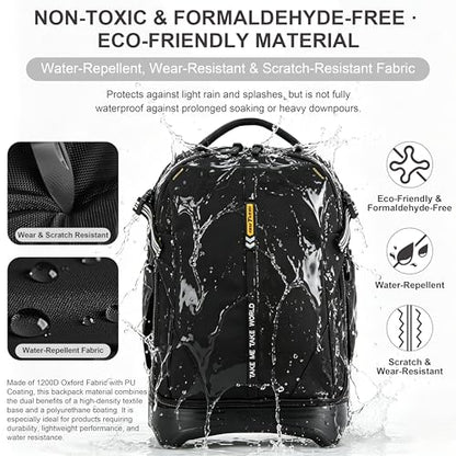 NEW TILAMI 18 Inch Expandable Rolling Backpack Stair-Climbing for School | 6-Wheel Stair-Climbing Girls Boys Carry-on Suitcase 15.6 Laptop Sleeve Water-Resistant Adjustable Handle Wheel Travel Camping - color: Black
