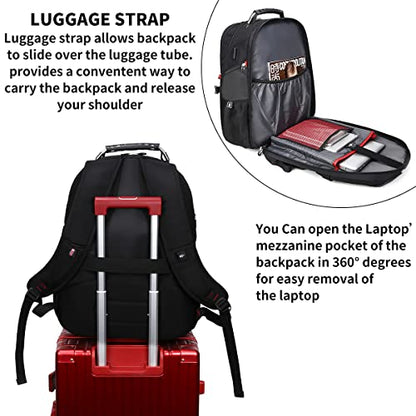 SHRRADOO Extra Large Travel Laptop Backpack for Men, Work College Backpacks | Fit 17 Inch Laptops, with Combination Lock, Carry On Flight Approved, 50L Big Bags, Business Backpack ,High Schoolbag - color: Grey
