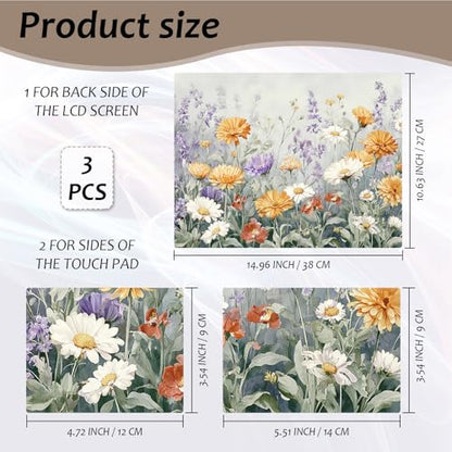 Laptop Skin 12.1-15.6 inch Removable Universal Reusable Laptop Sticker Decal,Waterproof No Residue Vinyl Cover,Scratch-Resistant Cuttable Full Wrap Sticker for Notebook, Pastel Meadow Flower - color: Pastel Meadow Flower