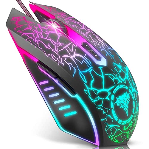 BENGOO Gaming Mouse Wired with RGB Backlit, Ergonomic PC Computer Mice | 4 Adjustable DPI up to 3600, 6 Programmable Buttons, Optical Gamer Mouse for PC Laptop Windows 7/8/10/XP Vista Linux