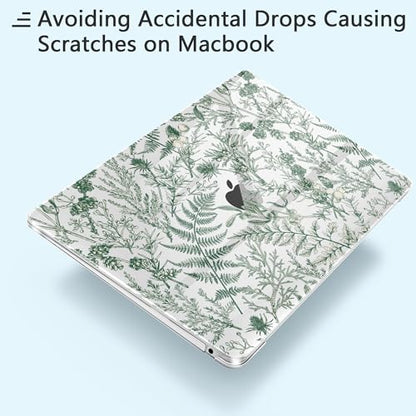 for MacBook Pro 13 inch Case 2022 M2 A2338 2020 Release– Fashionable Lightweight Floral Design Transparent HD Clear Laptop Shell, with TPU Keyboard Cover & OTG Adapters, Green Branches - color: Green branches