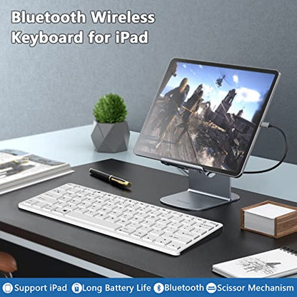 TaIYanG Bluetooth Keyboard for iPad Wireless Keyboard Compatible with iPad 10th/10.2(9th/8th/7th Generation), Air 5th/4th, Pro 11/12.9, 9.7, Mini and All Bluetooth Devices (White) - color: White