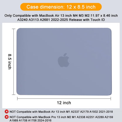 MOSISO Compatible with MacBook Air 13 inch Case M5 2026 M4 M3 M2 2025-2022 | A3449 A3240 A3113 A2681, Scratches-Resistant Protective Hard Shell for MacBook Air 13.6 inch Case, Lavender Gray - color: Lavender Gray