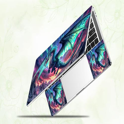 Laptop Skin Sticker Decal, Universal Reusable Vinyl Laptop Cover for 12" 13" 13.3" 14" 15" 15.4" 15.6" Notebook PC, Waterproof Scratch-Resistant with 2 Wrist Pads, Easy to Apply & Remove,K Dragon - color: K Dragon