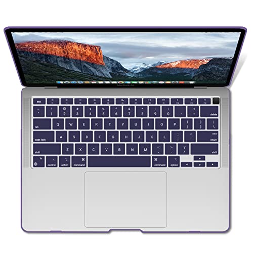 IBENZER Compatible with New MacBook Air 13 inch Case 2022 2021 2020 M1 A2337 A2179 A1932, Plastic Hard Shell Case with Keyboard Cover for Mac Retina Display with Touch ID, Crystal Purple, AT13CYPU+1 - color: Crystal Purple