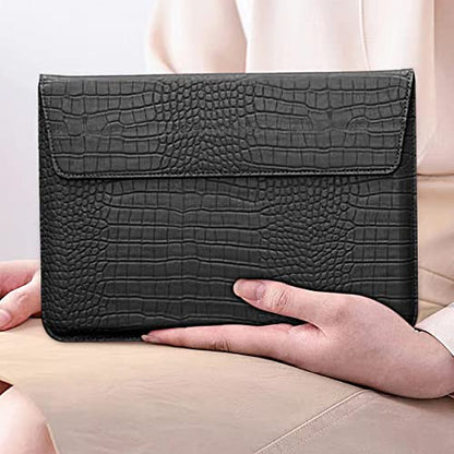 Crocodile Grain PU Leather Flap Style Case Bag Laptop Sleeve for MacBook Air 15 inch 2026-2023 A3448 M5 M4 M3 M2 Notebook Bag for Mac Pro 16 A3428 A3429 2019-2026 Pro 15 2012-2019, Black - color: Black