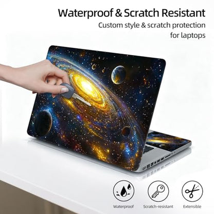 Universal Laptop Skin Sticker Decal, 12"-15.6" Aesthetic Vinyl Wrap, Nebula Planets Waterproof Notebook Cover Art Protector for MacBook HP Dell Lenovo, Fits 13" 14" 15" 15.6" - color: Nebula Planets