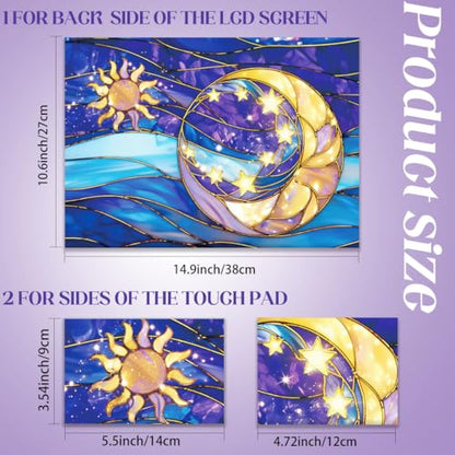 SUPERDANT Laptop Skin Sticker Moon Sun Laptop Decals Personalized Universal Notebook Computer Wrap Vinyl Skin Stickers Cover Art Decal Removable 12-15.6 Inch Waterproof Scratch-Resistant Yellow Blue