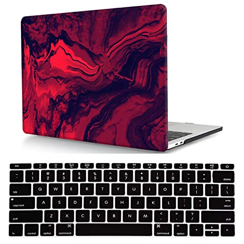 MacBook Pro 13 Inch Case 2012-2008 A1278 - Plastic Hard Shell & Keyboard Cover Skin - Black/Red - color: CH137 Black Red, size: Pro 13" w/CD-ROM 2008-2012(A1278)