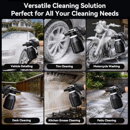 Electric Foam Sprayer, 2L/68oz Portable, Rechargeable Cordless | Automatic Foam Sprayer, One Button Operation, Leak Resistant, Easy to Clean, for Car Wash Detailing, Garden, Home Cleaning