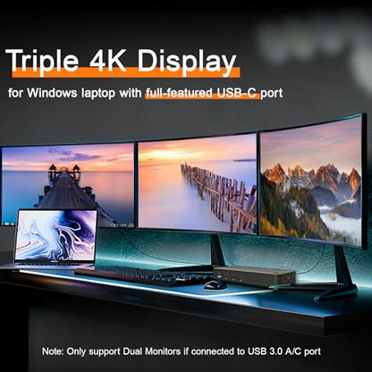 MacBook Docking Station 3 Monitors, Displaylink Laptop Docking Stations with 130W Power Supply,15 in 1 USB C Triple 4K Display Dock for MacBook Pro/Air and USB-C/A Port Computer (3 HDMI, 2 DP)