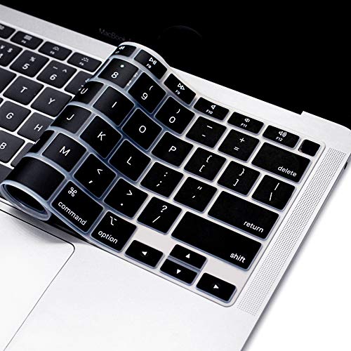 ProElife Ultra Thin Keyboard Cover Skin for 2021-2020 MacBook Air 13 Inch Model A2337 Apple M1 Chip A2179 (U.S Layout) with Touch ID Accessories Keyboard Silicone Protective Skin (Black) | Black, U.S Layout, Non-interference Design for ID Key, Dust-proof,